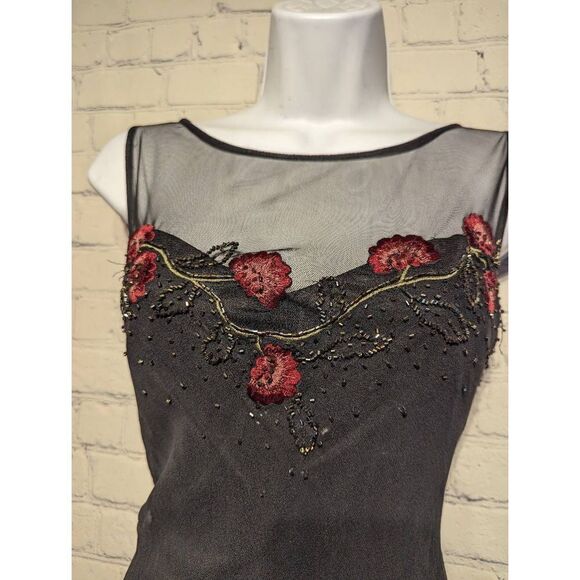 Xscape vintage beaded silk mermaid gown formal 4 - Picture 3 of 6